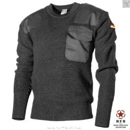 [Black 52] MFH Bundeswehr Classic Military Wool Sweater Officerströja Ylletröja