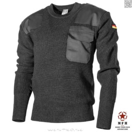 [Black 58] MFH Bundeswehr Classic Military Wool Sweater Officerströja Ylletröja