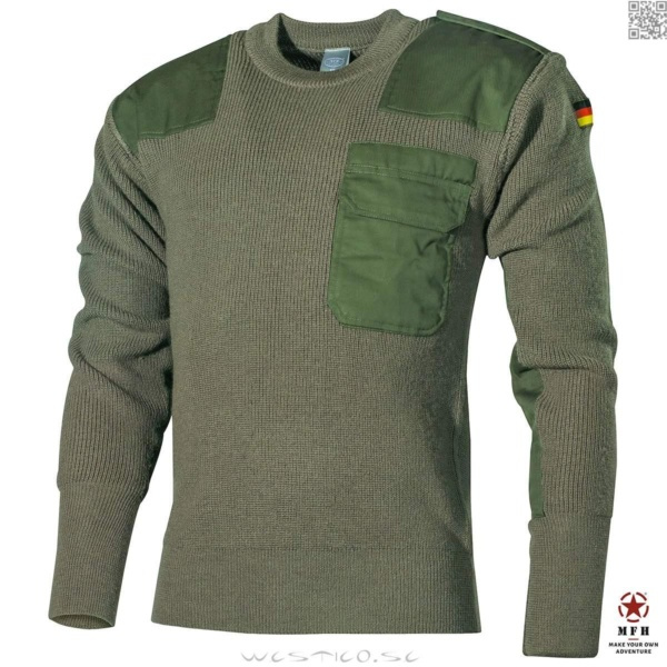 [Olive 56] MFH Bundeswehr Classic Military Wool Sweater Officerströja Ylletröja