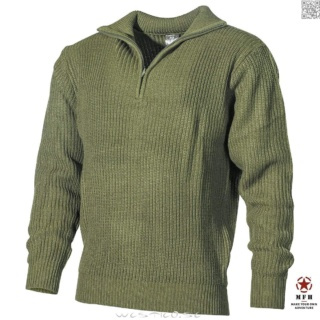 [Olive L] Bundeswehr Military Navy Sweater Icelandic Troyer