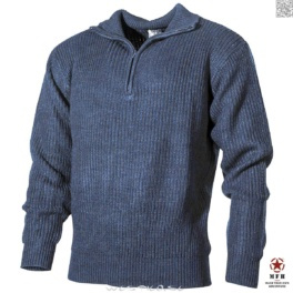 [Blue M] Bundeswehr Military Navy Sweater Icelandic Troyer