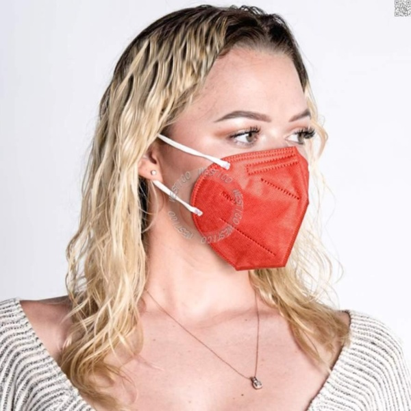 3-PACK Röda KN95 (FFP2) Allergivänliga Röda Munskydd - Tyg Mask i 5-Lager