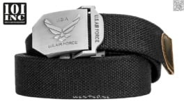 [115cm Black] 101 INC U.S. Air Force Web Belt - USA Military Bälte Livrem