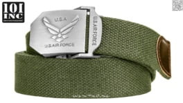 [115cm Green] 101 INC U.S. Air Force Web Belt - USA Military Bälte Livrem