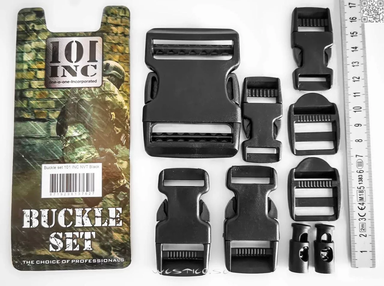 101 INC Buckle Set Black 9 delar Spännen